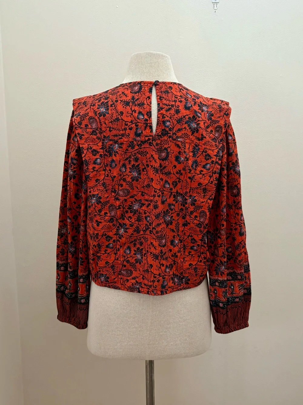 Ulla Johnson $320 Orange Poppy Prisha Blouse Size 6 Small Cottage Core Boho Chic